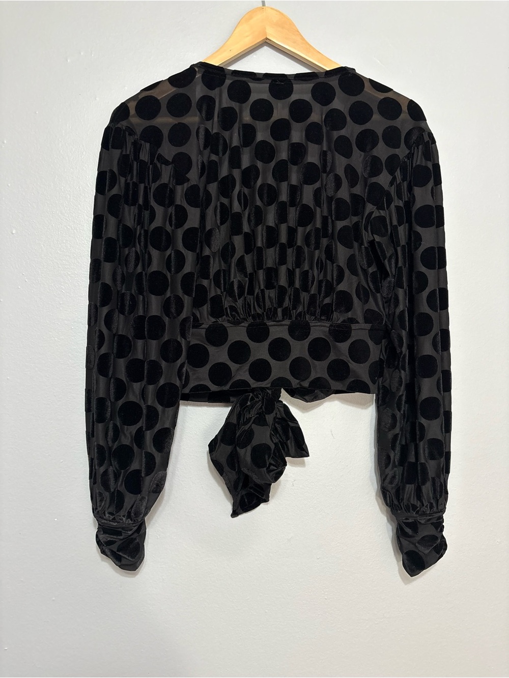Free People Black Dottie Burnout Velvet Sheer Blouse size M - Picture 4 of 5